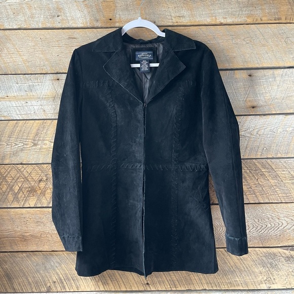 VTG Western Whip Stitch Leather Genuine Suede Coat Womens Size S Sonoma Jeans Co - Picture 6 of 15